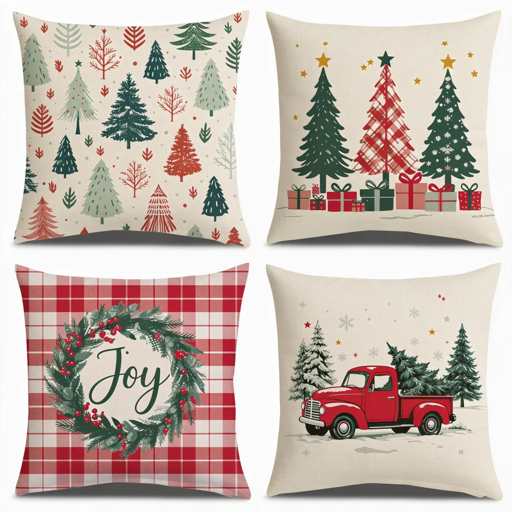 4pc Holiday Pillow Cover