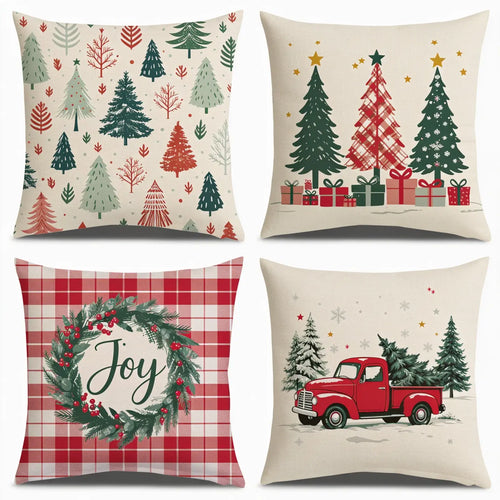 4pc Holiday Pillow Cover